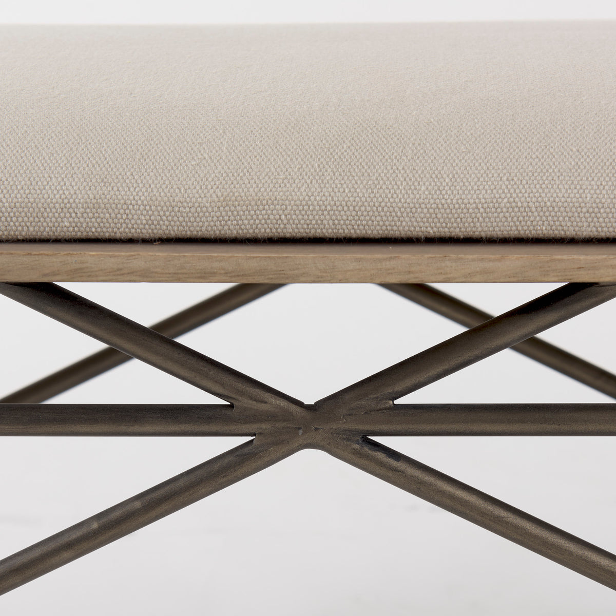 Camille Cream Fabric Seat with Metal Frame Bench