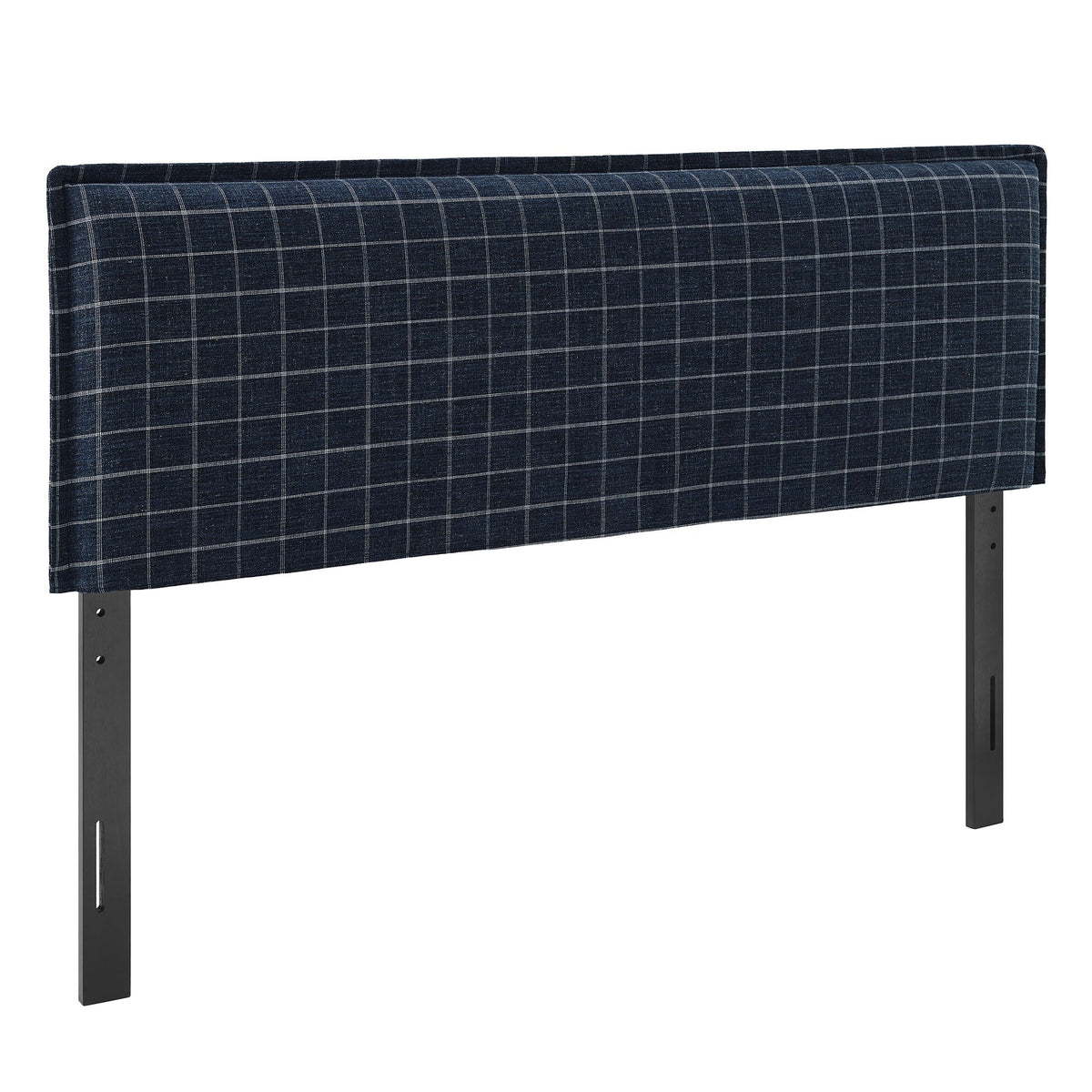 Camille Denim Windowpane Check Checkered Linen Blend King Size Headboard - Ornate Home