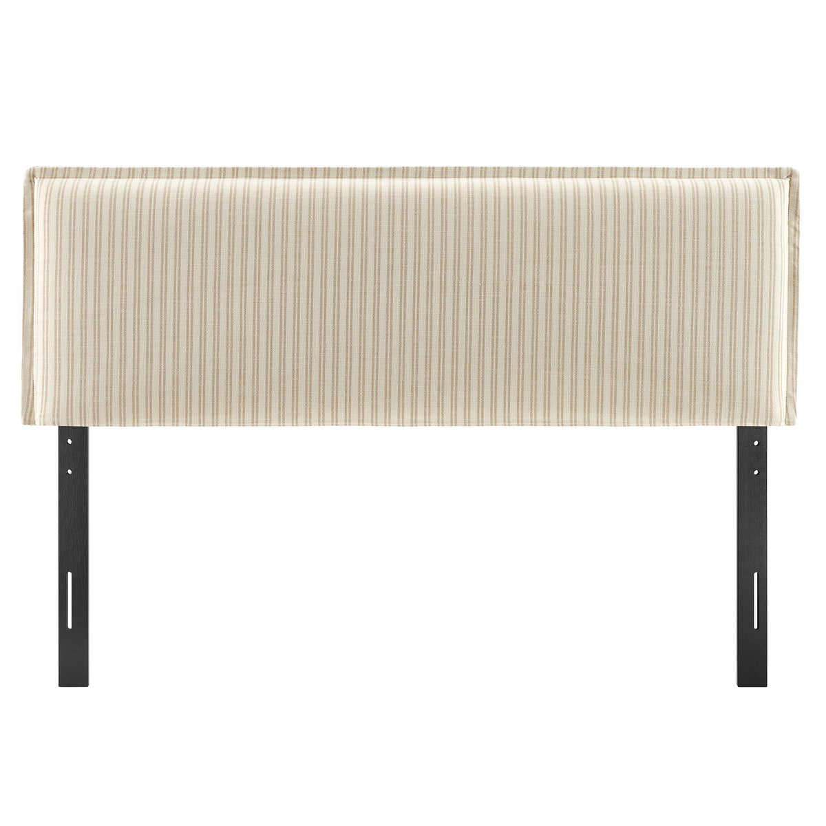 Camille Oatmeal Stripe Striped Linen Blend Queen Size Headboard - Ornate Home
