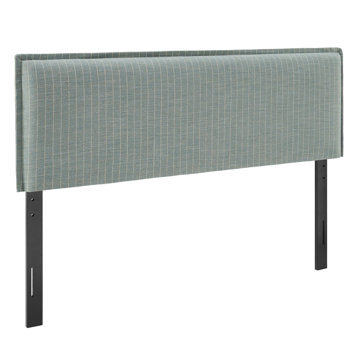 Camille Spa Blue Stripe Striped Linen Blend Queen Size Headboard - Ornate Home