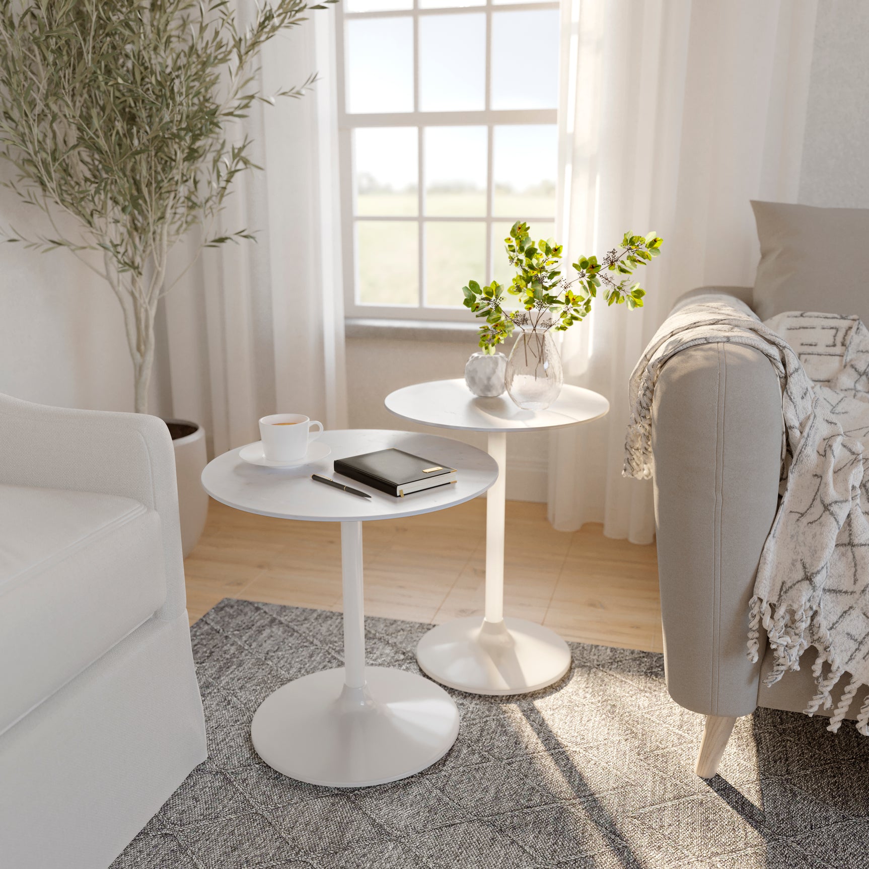 Camille White Nesting Table (Set of 2) - Ornate Home