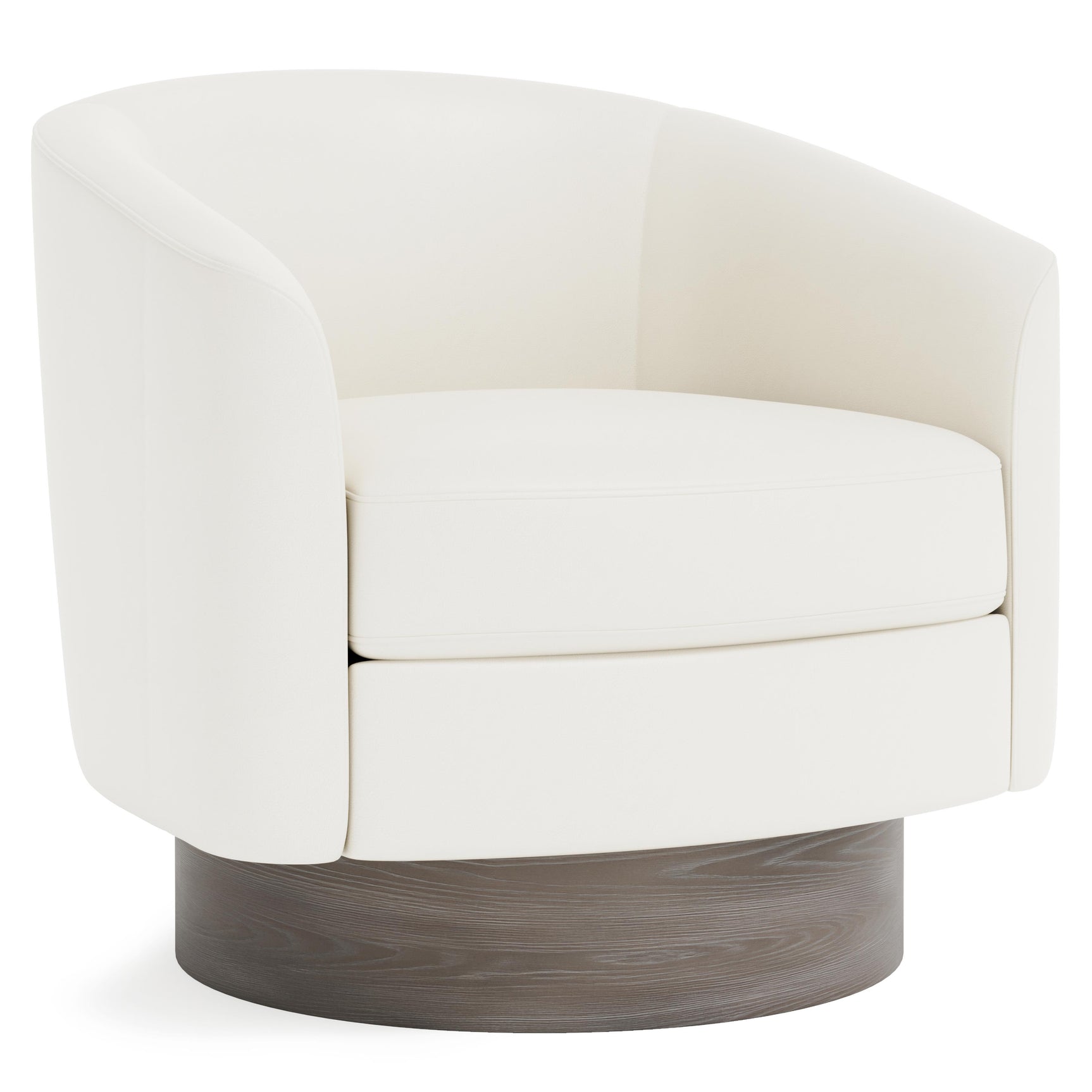 Camino White/Cream/Portobello Leather Swivel Chair - Ornate Home