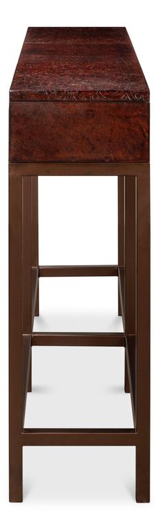 Campaign Brown Embossed Console - Ornate Home