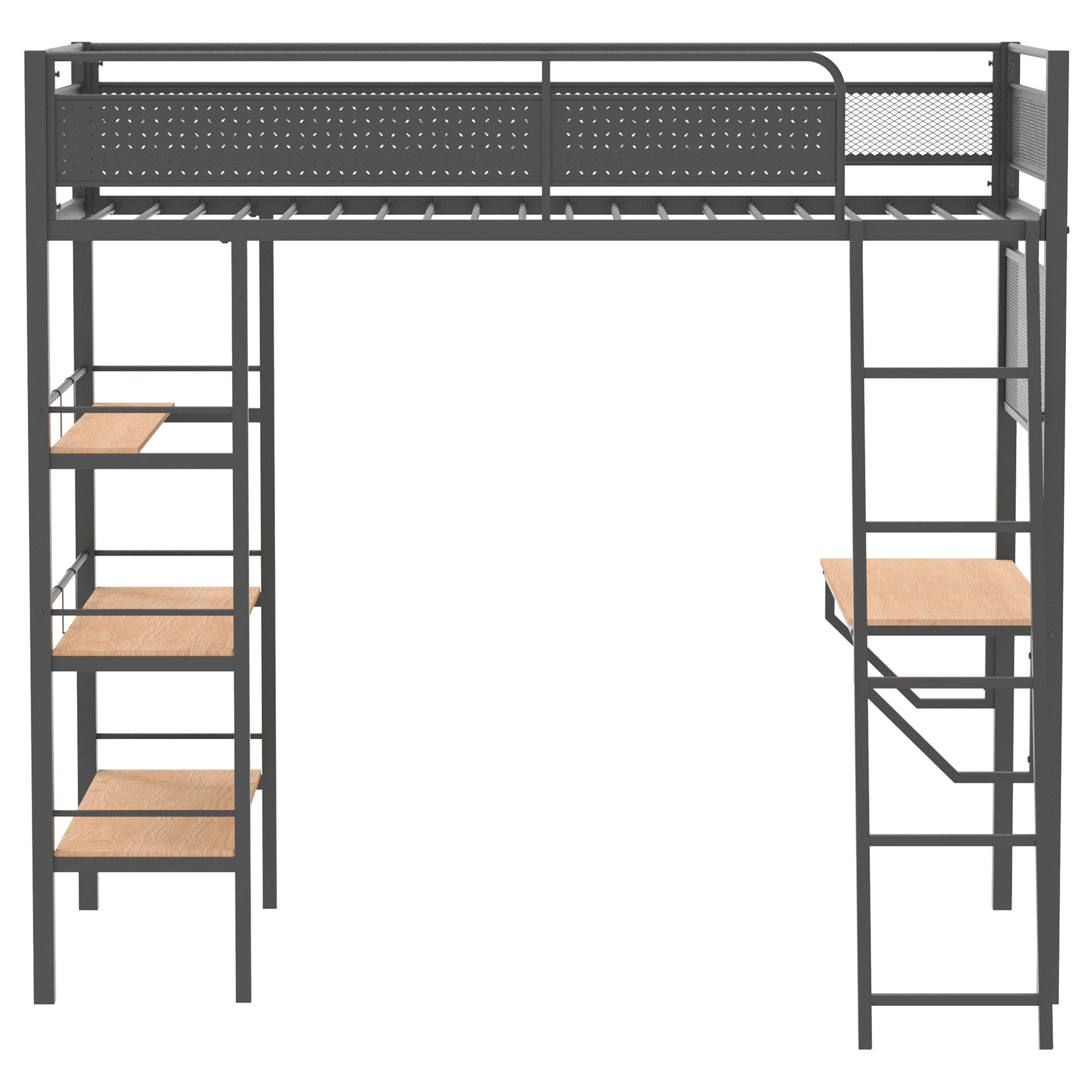 Campus Matte Black 3-shelf Metal Twin Workstation Loft Bed - Ornate Home