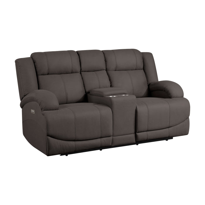 Camryn Chocolate Power Double Reclining Loveseat - Ornate Home