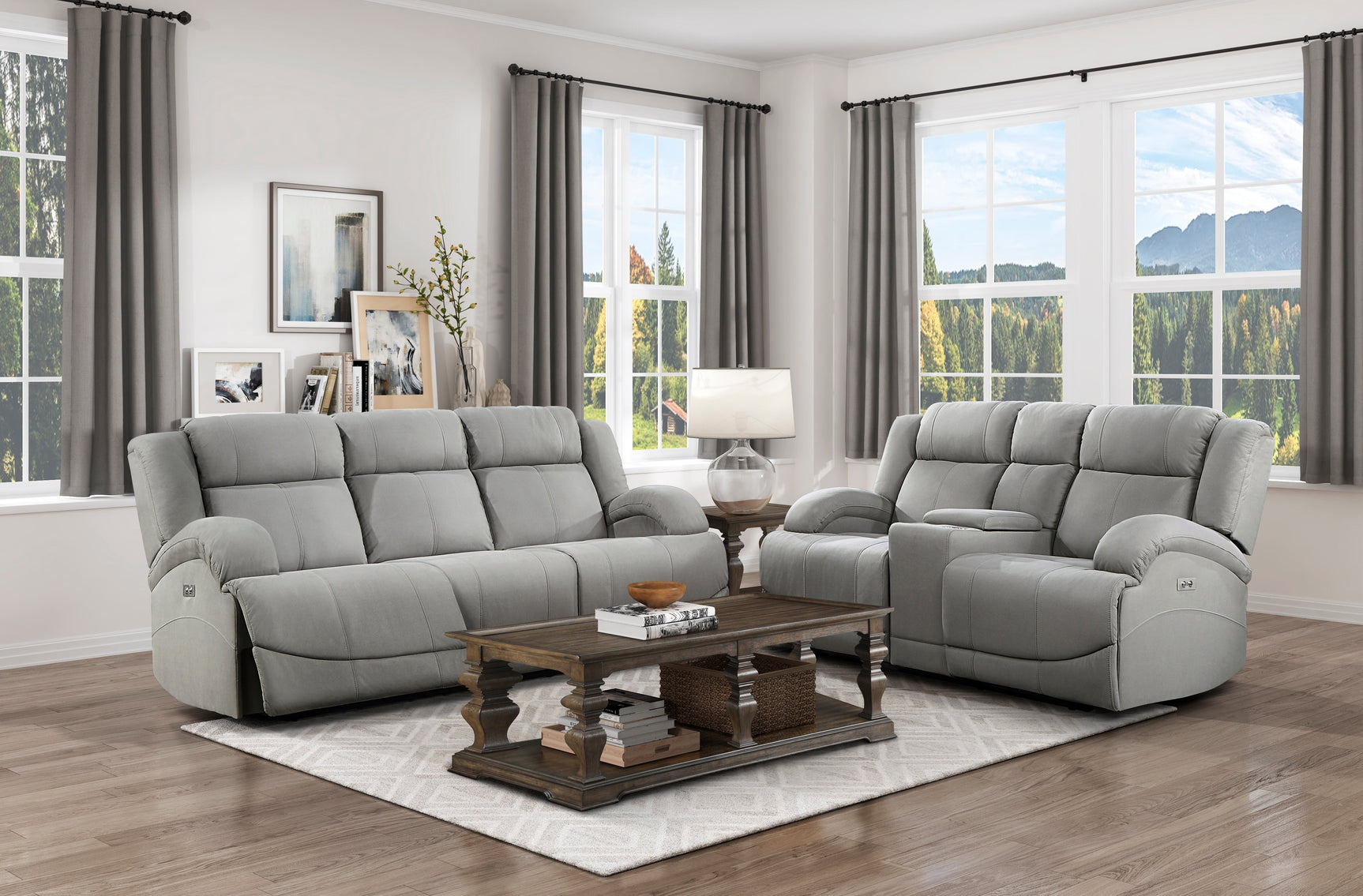 Camryn Gray Power Double Reclining Loveseat - Ornate Home