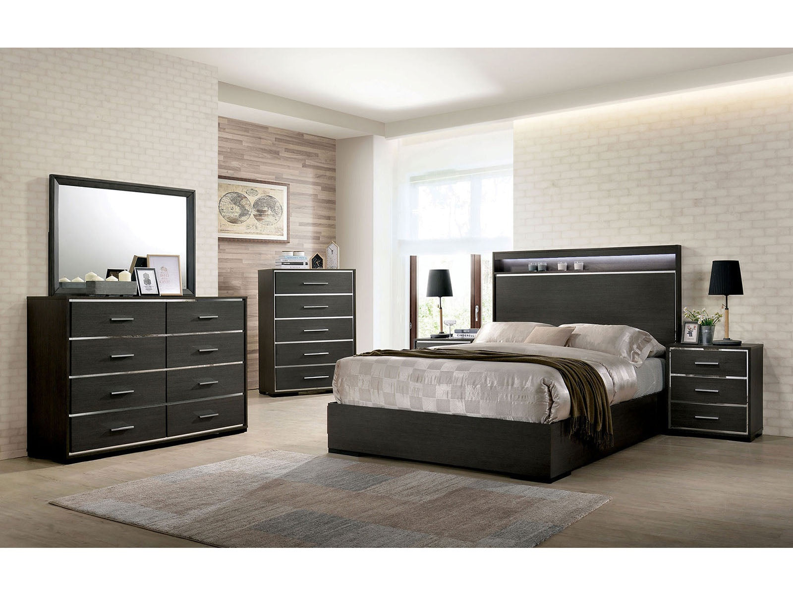 Camryn Warm Gray 5 Pc. Queen Bedroom Set w/ Chest - Ornate Home