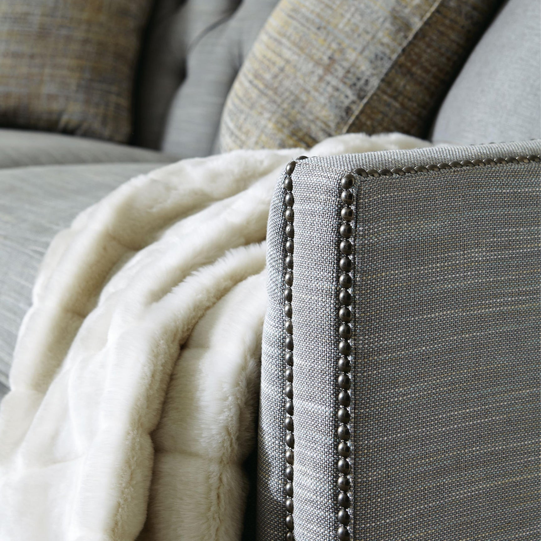 Candace Blue/Grey Fabric Sofa - Ornate Home