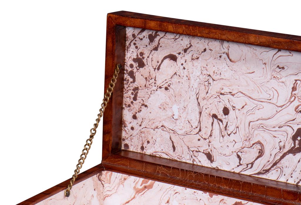 Candece Brown Leather Box (Set of 2) - Ornate Home