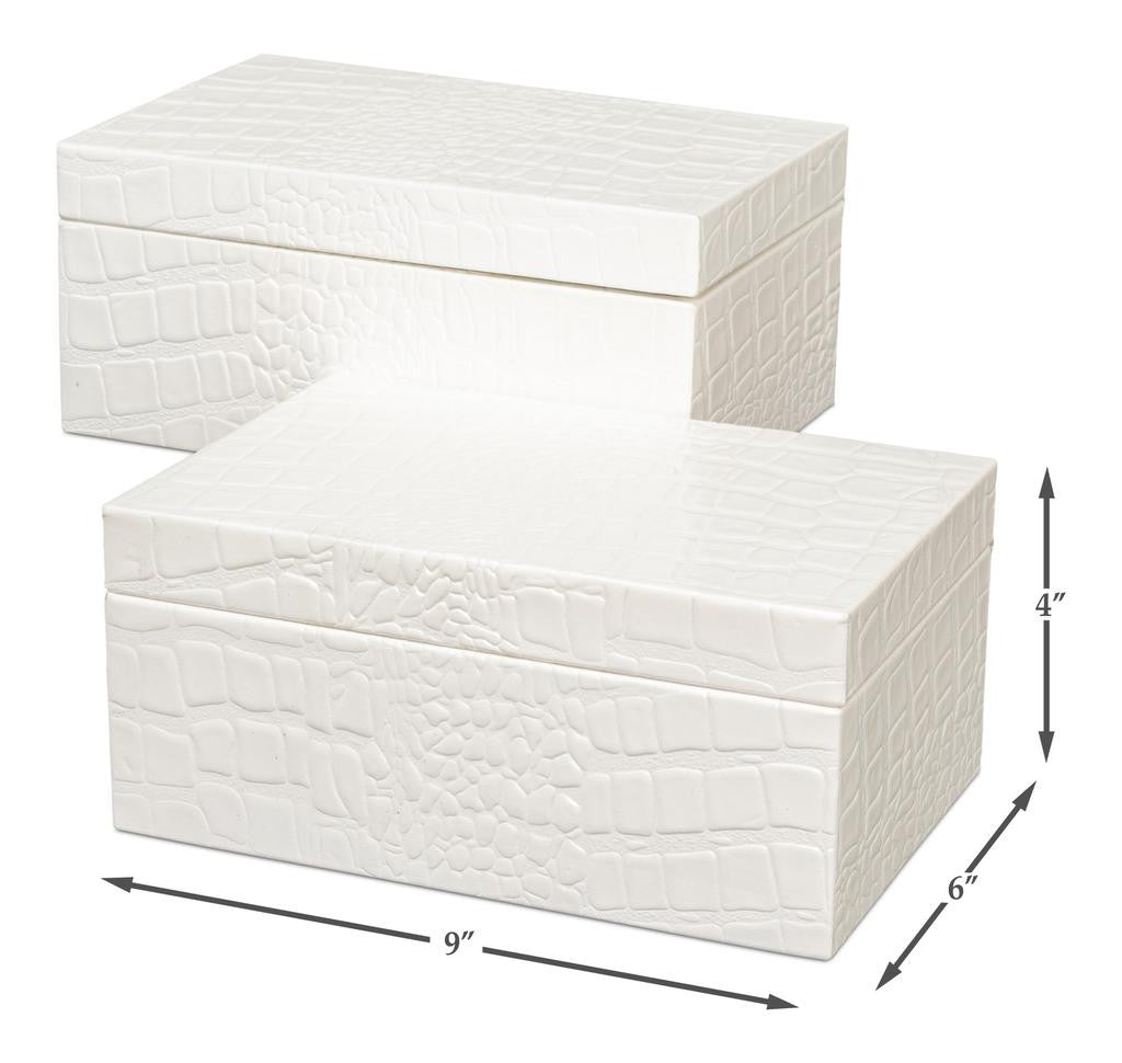 Candece Ivory Leather Box (Set of 2) - Ornate Home