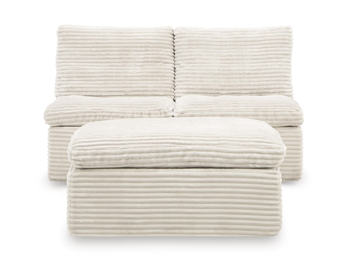 Canefield Ivory 2 Armless Chair with Ottoman (Online Special Price) - Ornate Home