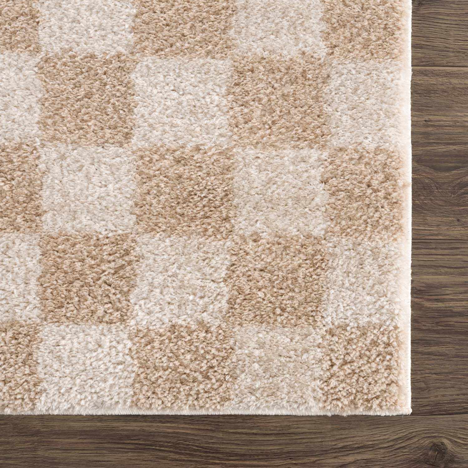 Canika Beige Washable Checkered Area Rug - Ornate Home