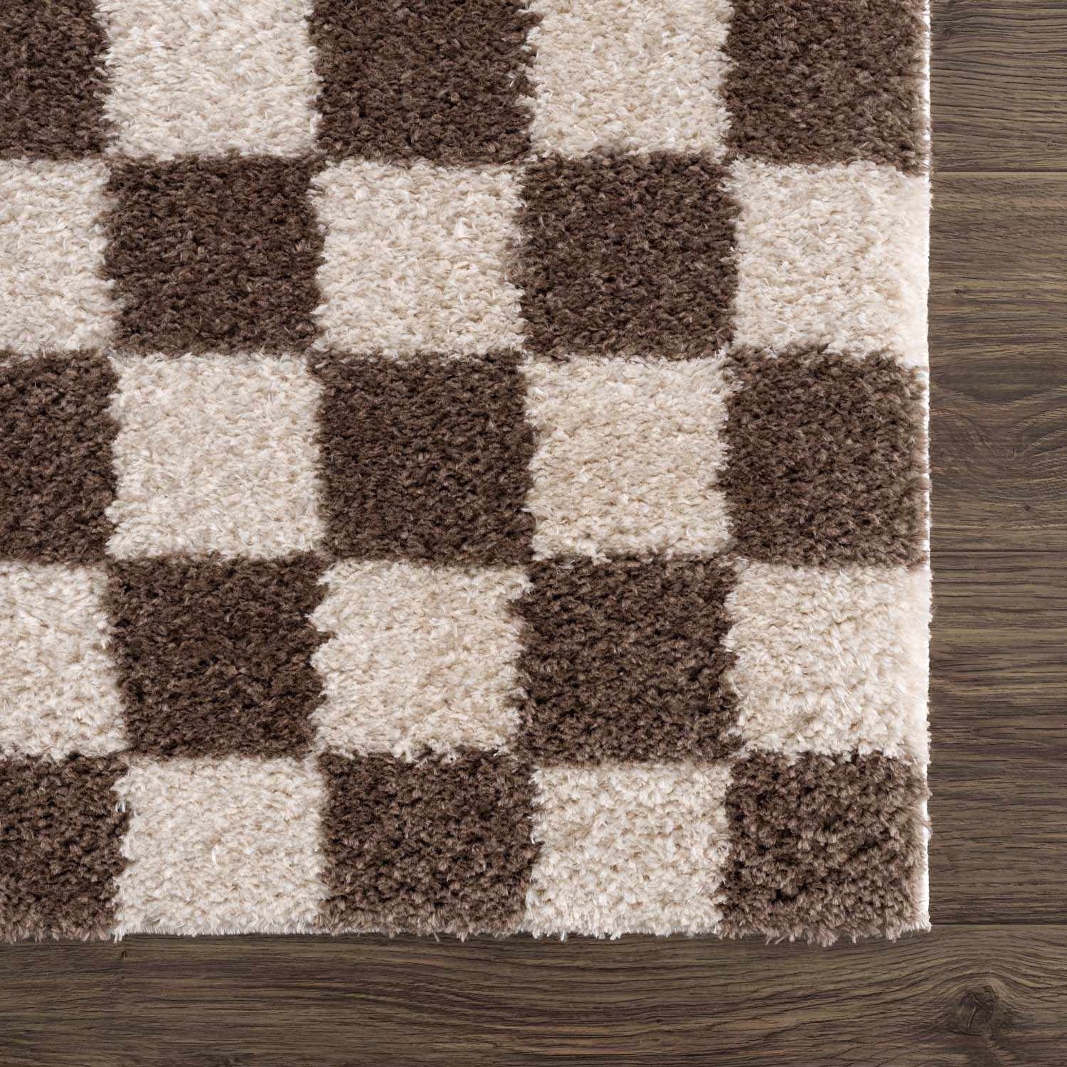 Canika Brown Washable Checkered Area Rug - Ornate Home