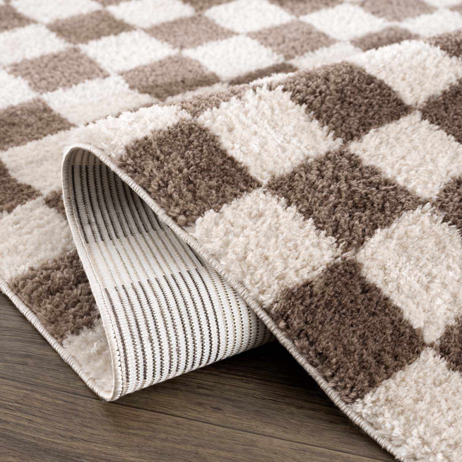 Canika Brown Washable Checkered Area Rug - Ornate Home