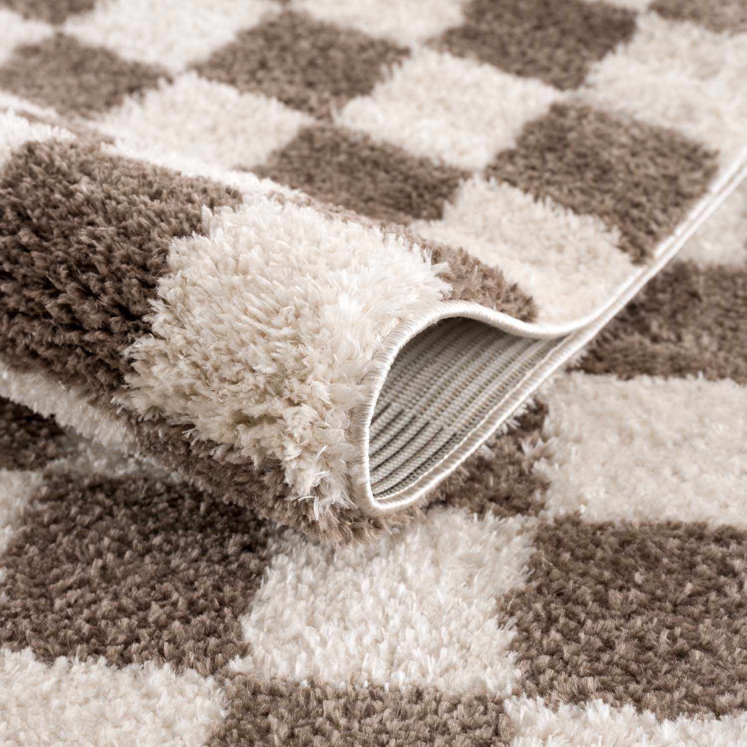 Canika Brown Washable Checkered Area Rug - Ornate Home