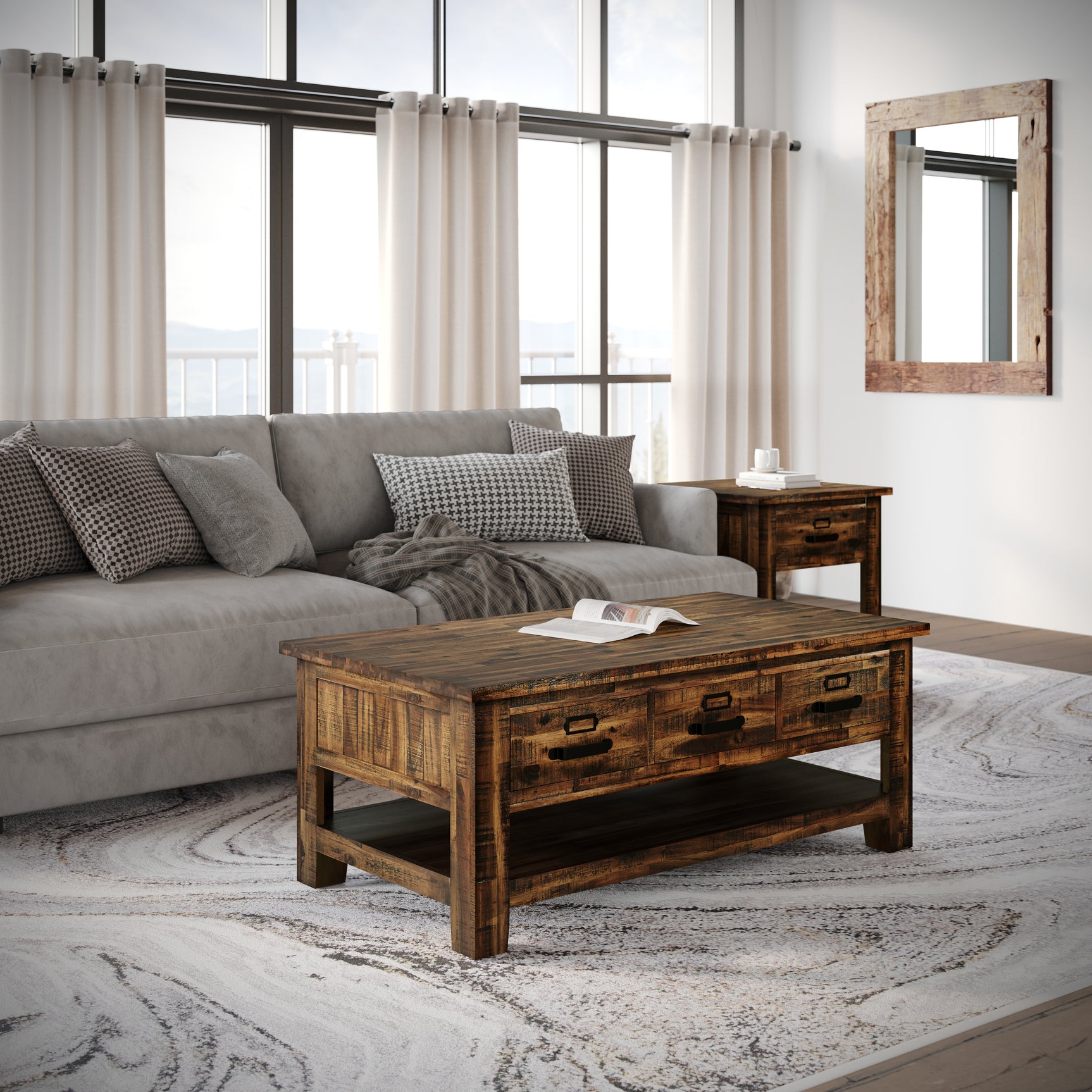 Cannon Valley Distressed Brown Cocktail Table - Ornate Home