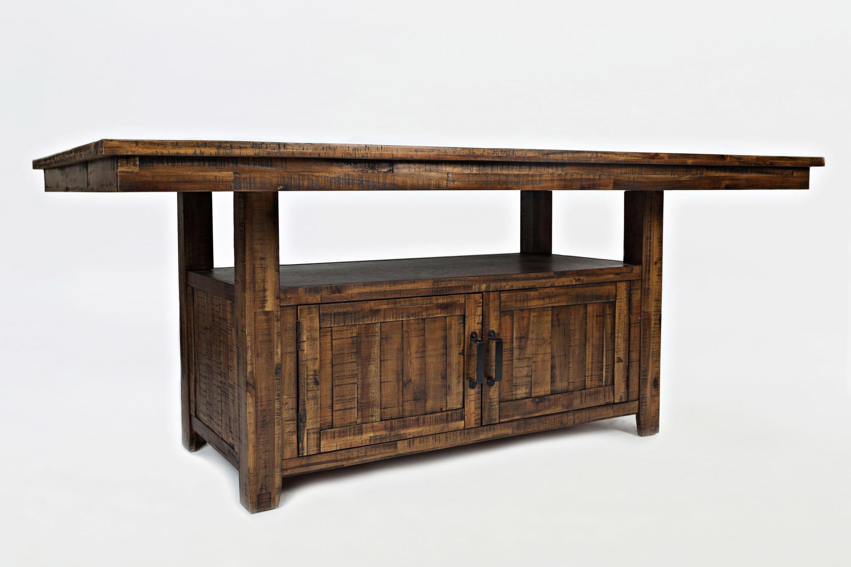 Cannon Valley Distressed Brown High/Low Dining Table w/ 6 Stools - Ornate Home