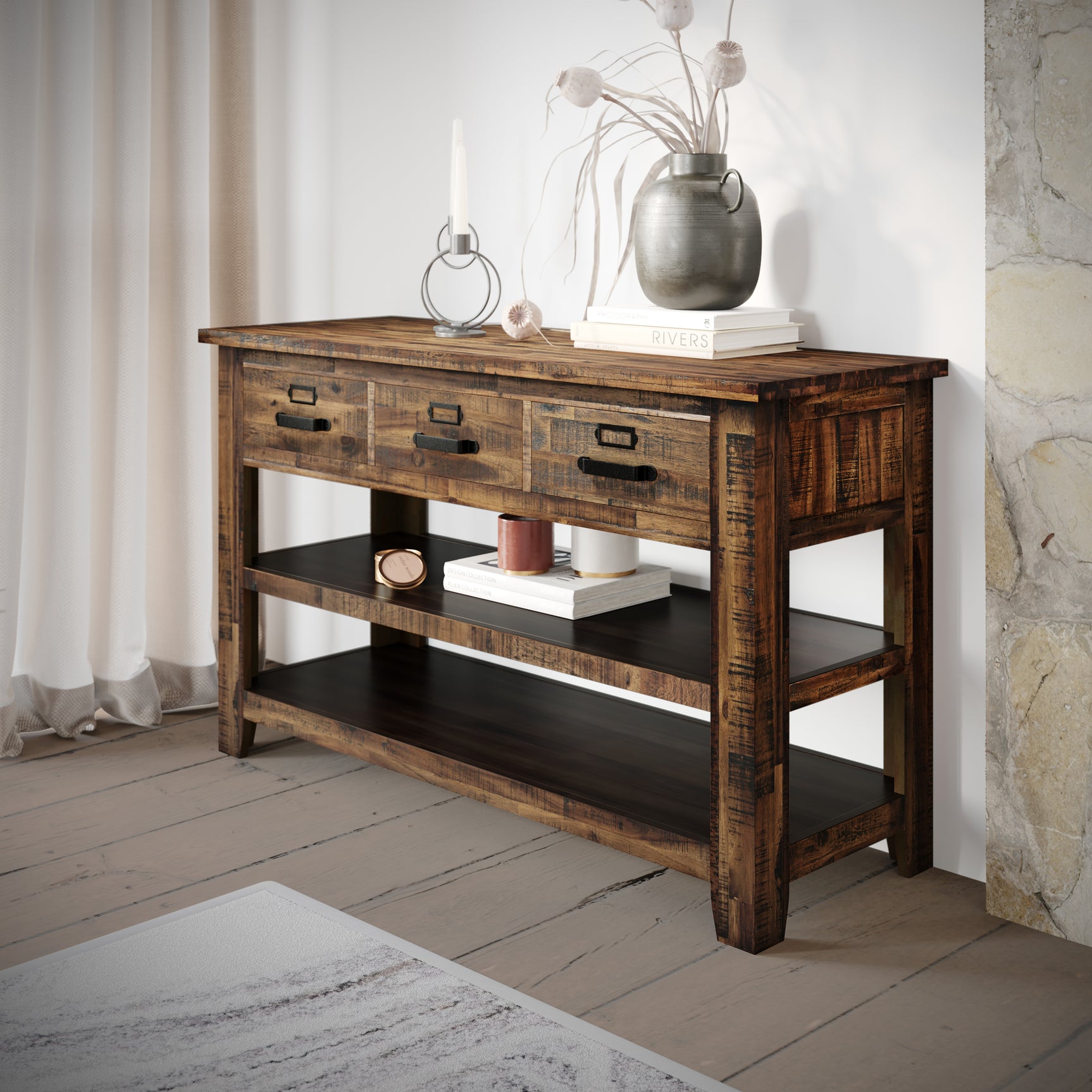 Cannon Valley Distressed Brown Sofa Table - Ornate Home