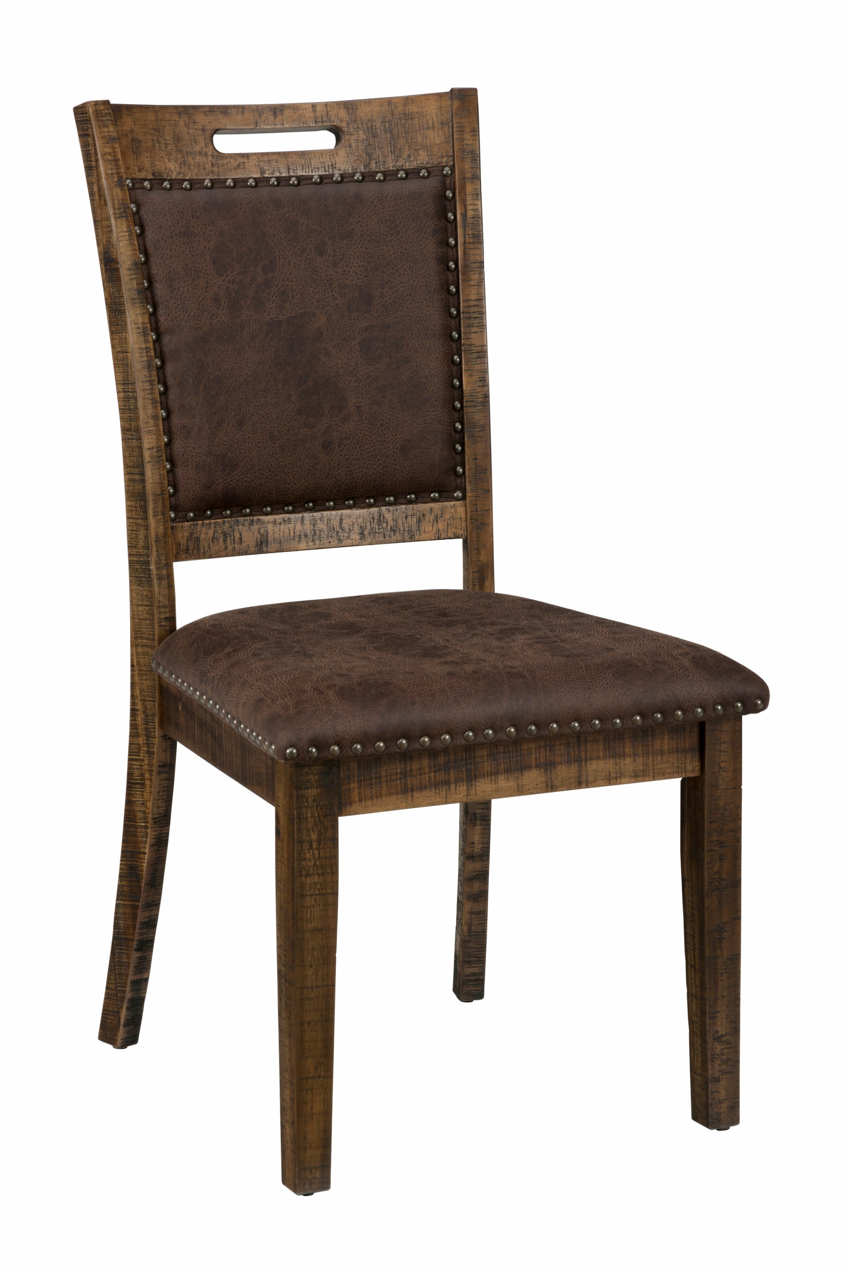 Cannon Valley Distressed Brown Uph Back Chair (Set of 2) - Ornate Home