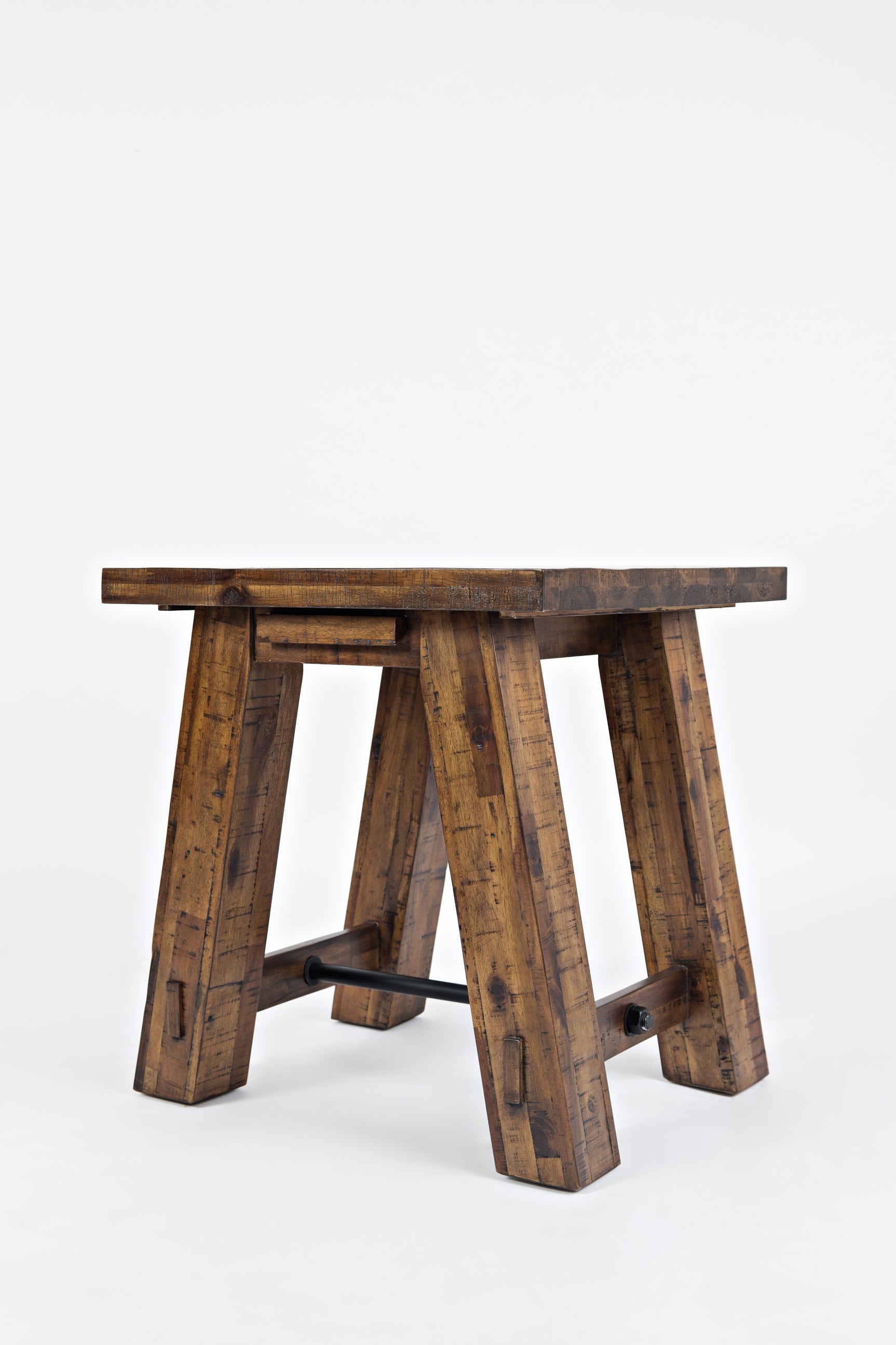Cannon Valley Trestle Distressed Brown End Table - Ornate Home