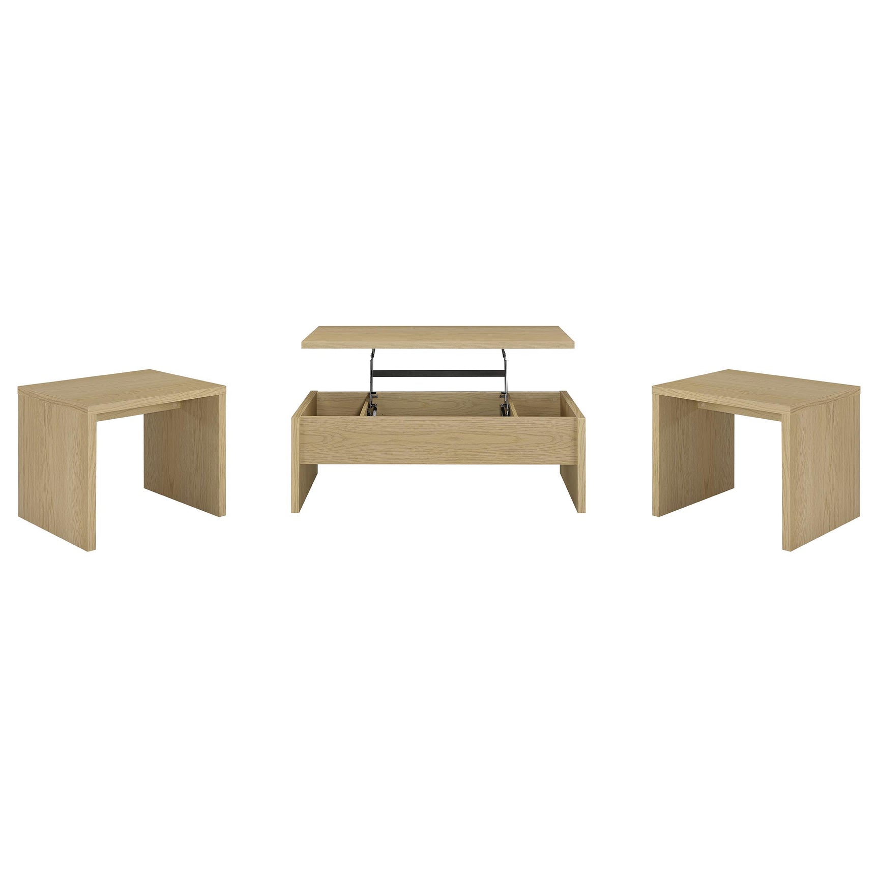 Canoga Light Oak 3-piece Lift Top Cocktail Coffee Table Set - Ornate Home