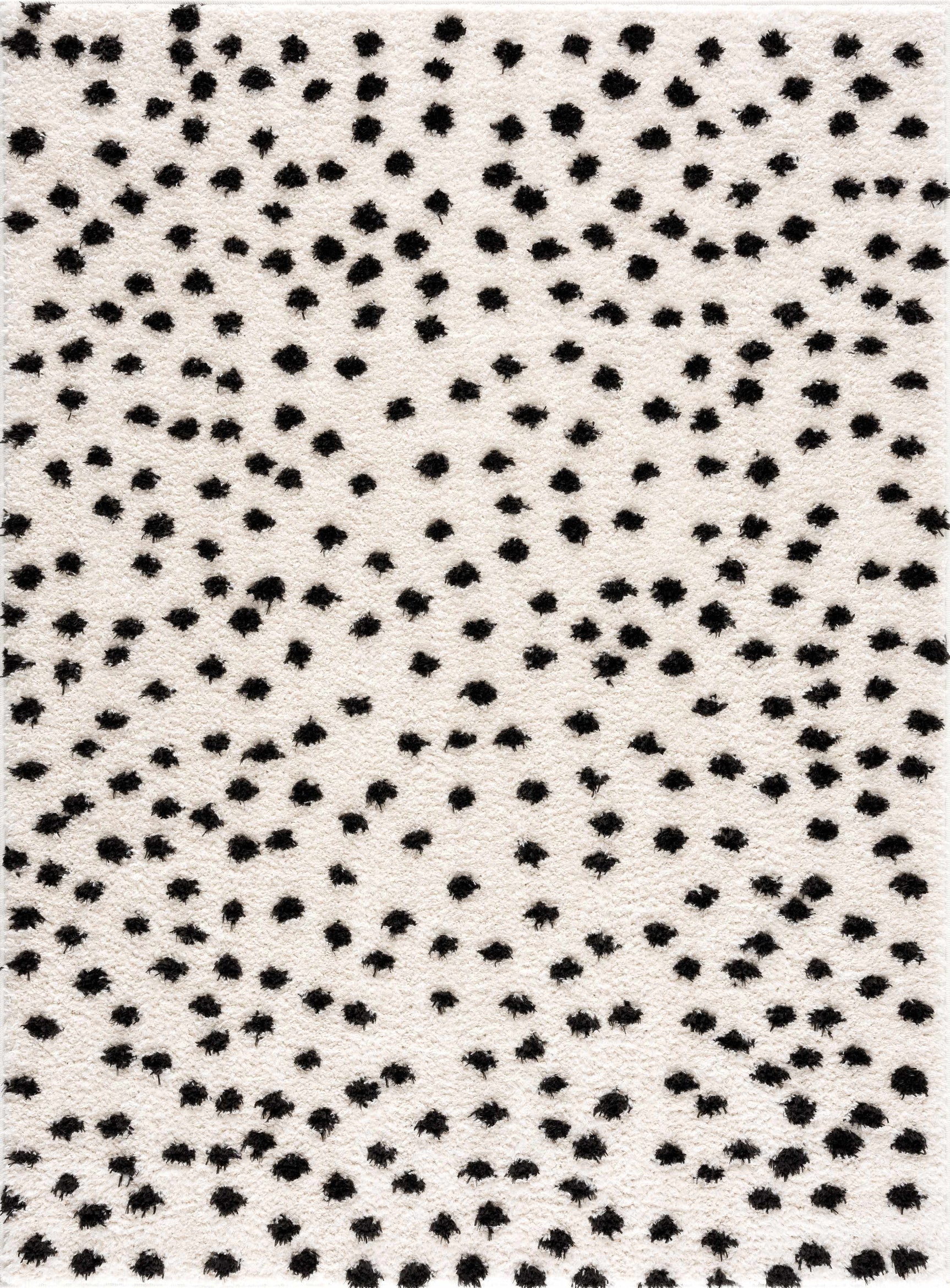 Cansu Black & White Dotted Area Rug - Ornate Home