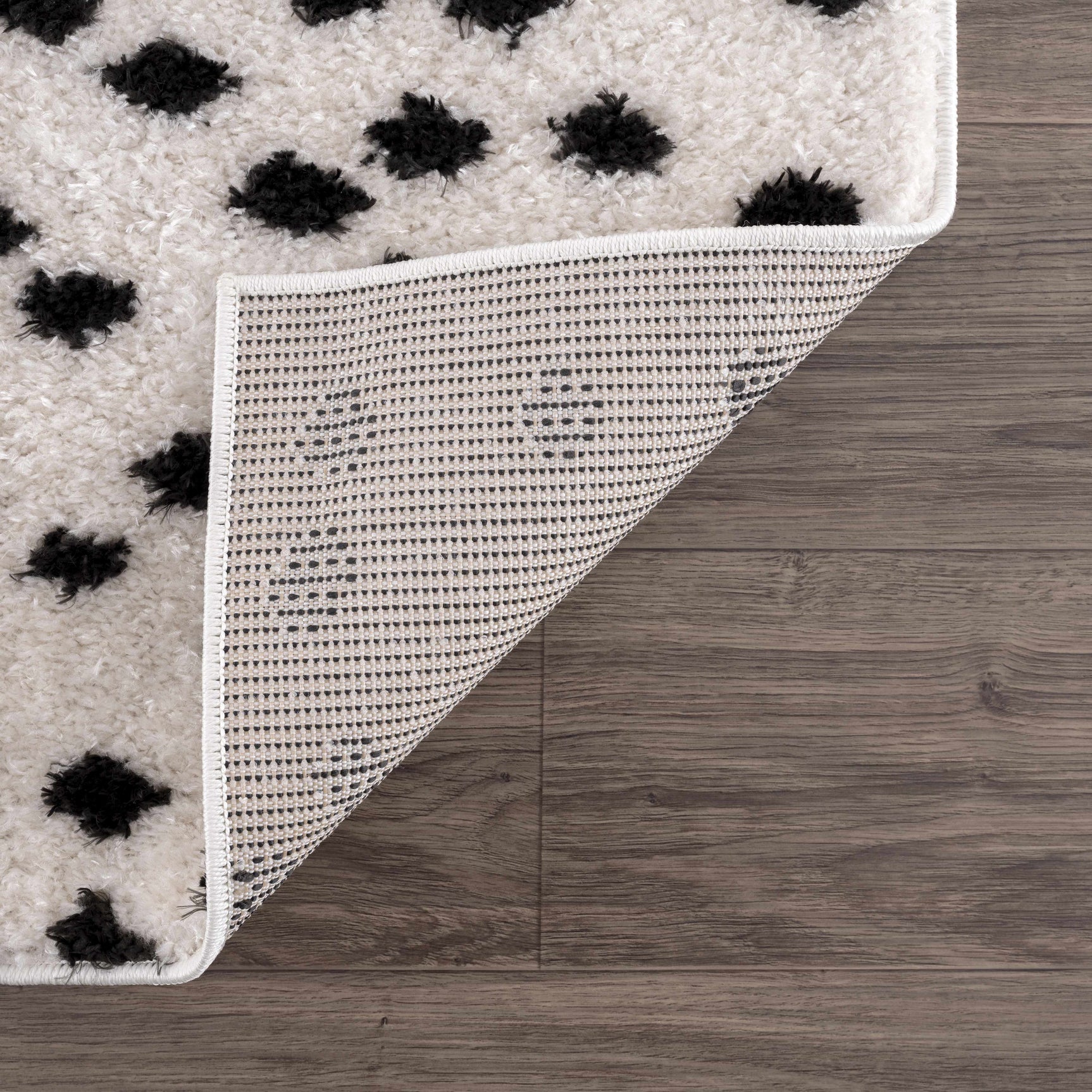 Cansu Black & White Dotted Area Rug - Ornate Home