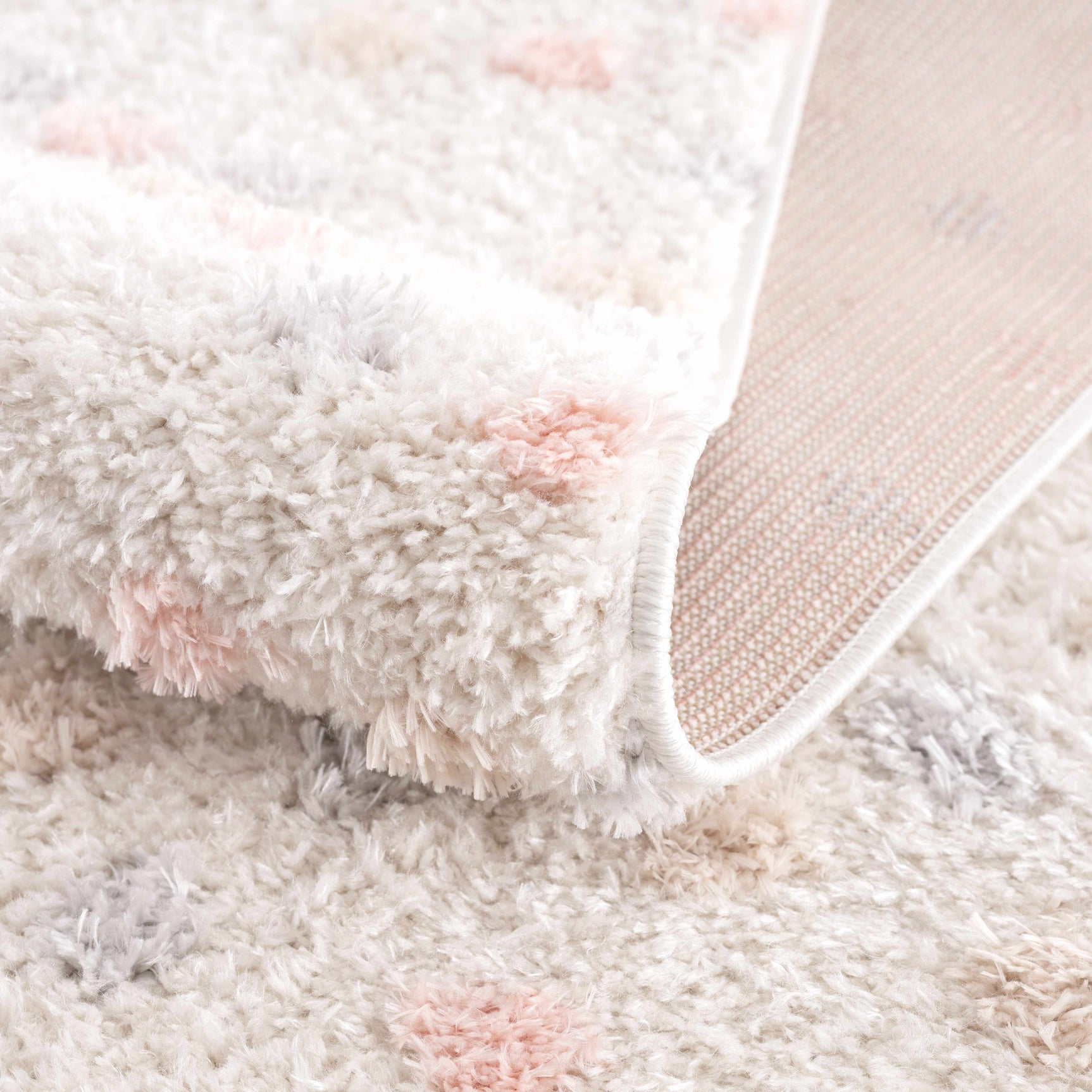 Cansu Pink & Cream Dotted Area Rug - Ornate Home