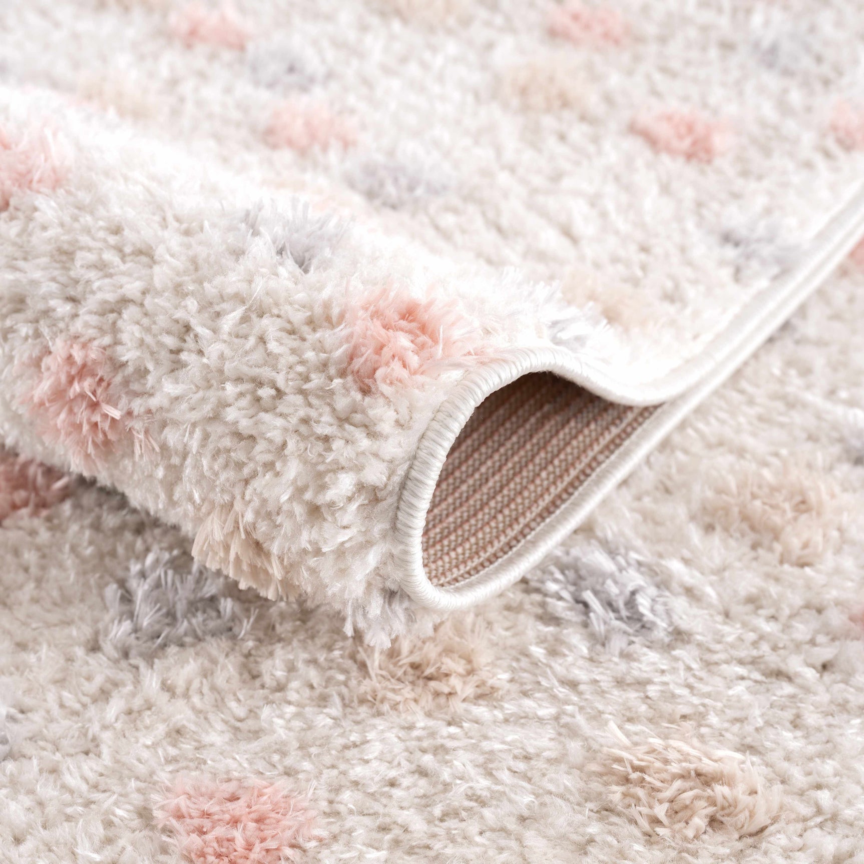 Cansu Pink & Cream Dotted Area Rug - Ornate Home
