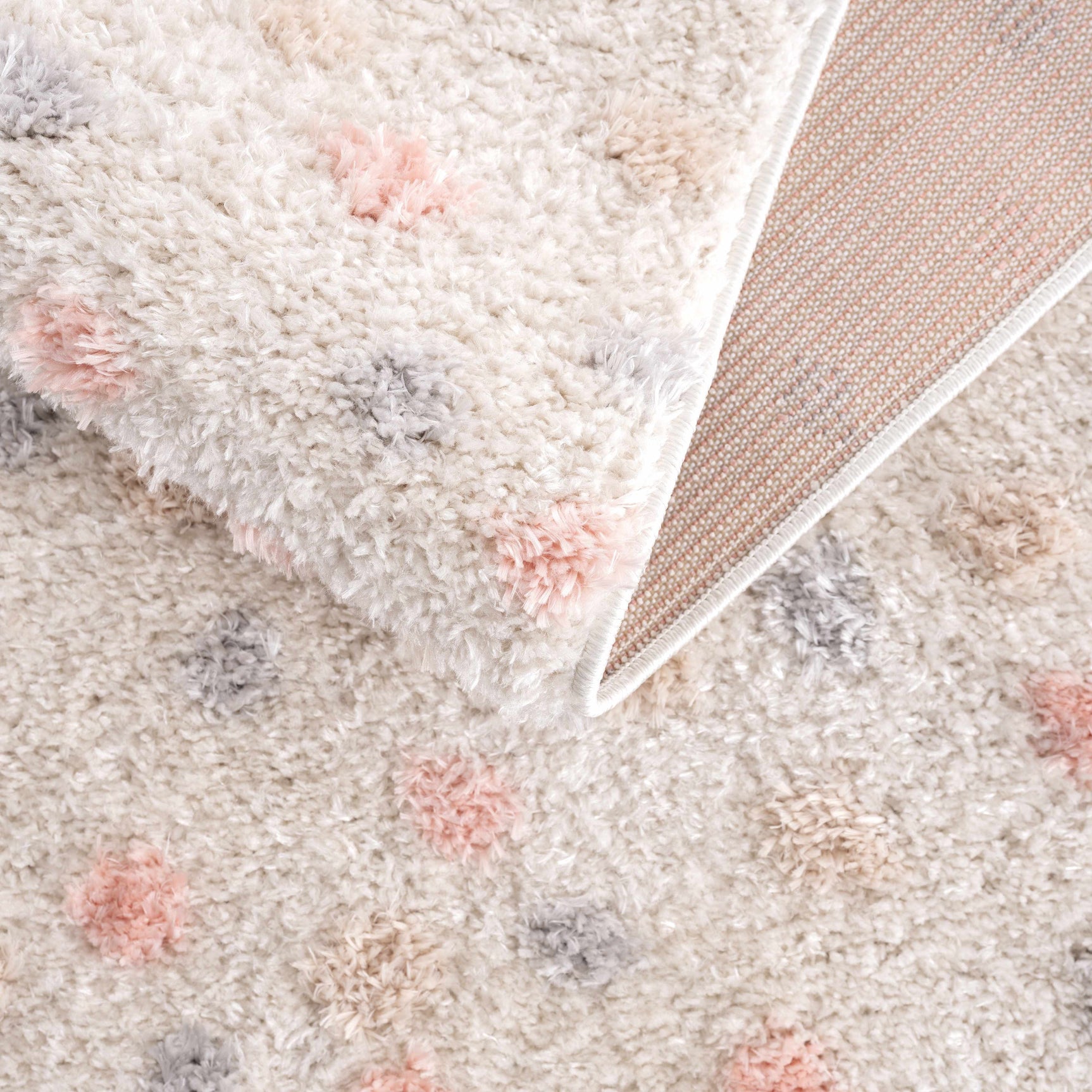 Cansu Pink & Cream Dotted Area Rug - Ornate Home