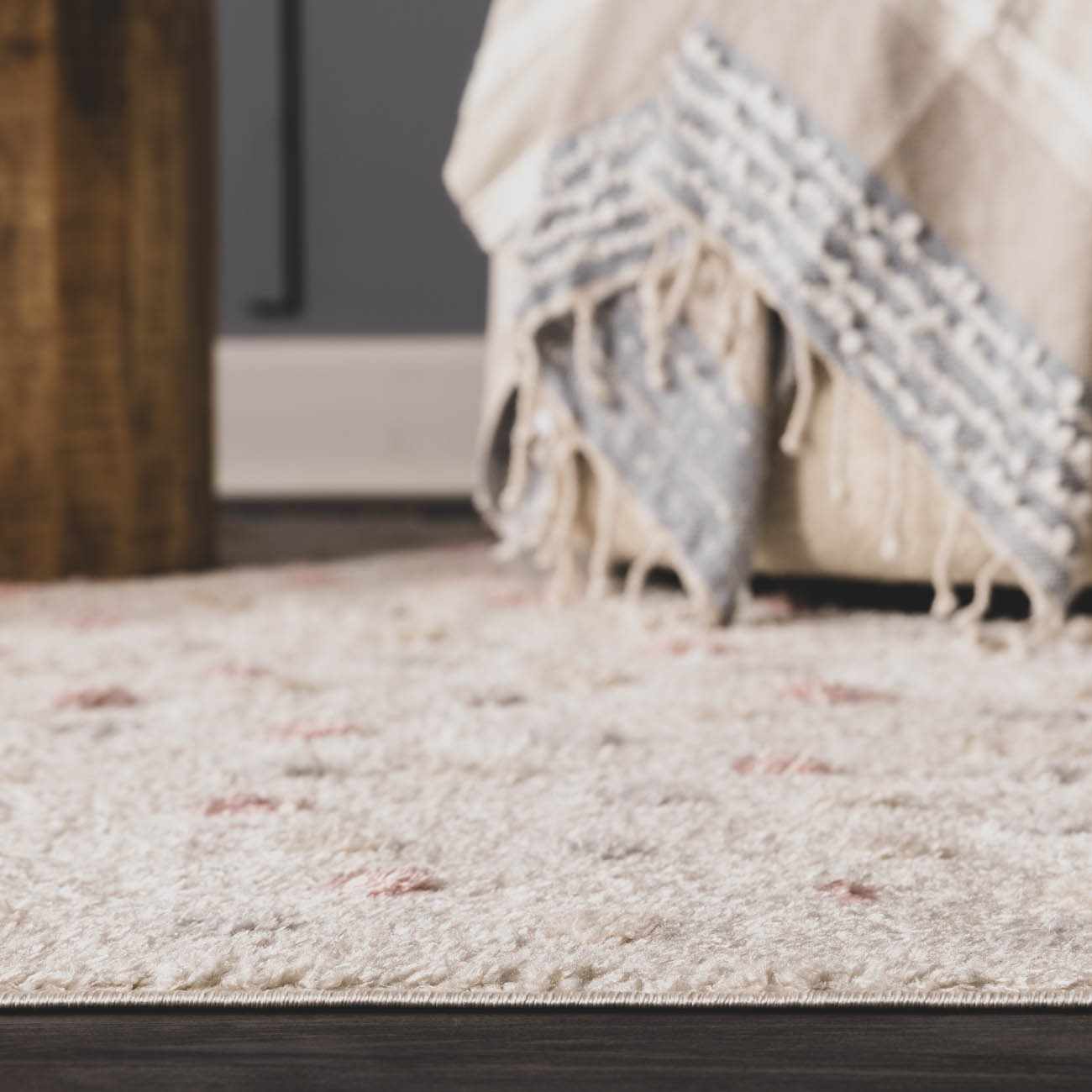 Cansu Pink & Cream Dotted Area Rug - Ornate Home