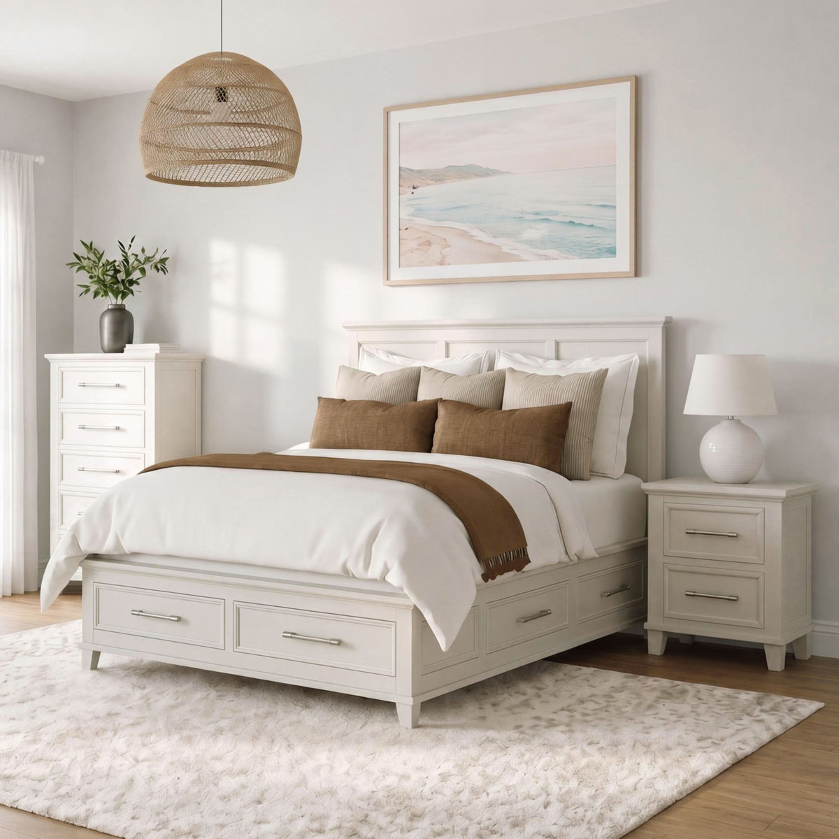 Canterbury Ivory 3-Piece King Storage Bedroom Set - Ornate Home
