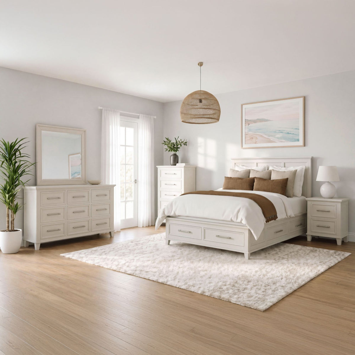 Canterbury Ivory 5-Piece Queen Storage Bedroom Set - Ornate Home