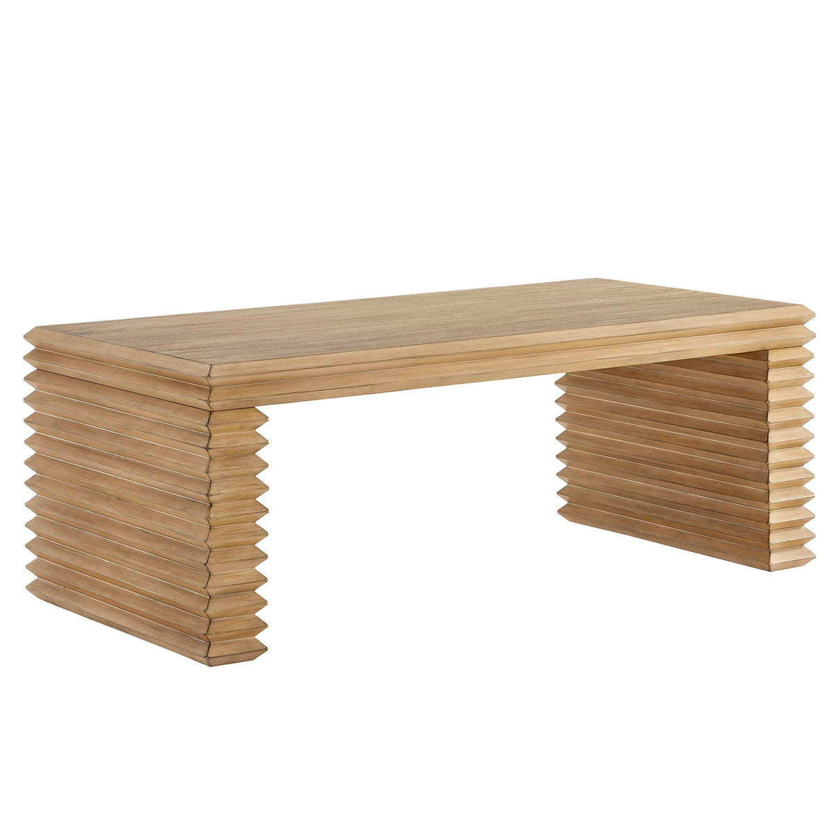 Canto Weathered Oak Rectangular Stacked Design Coffee Table - Ornate Home