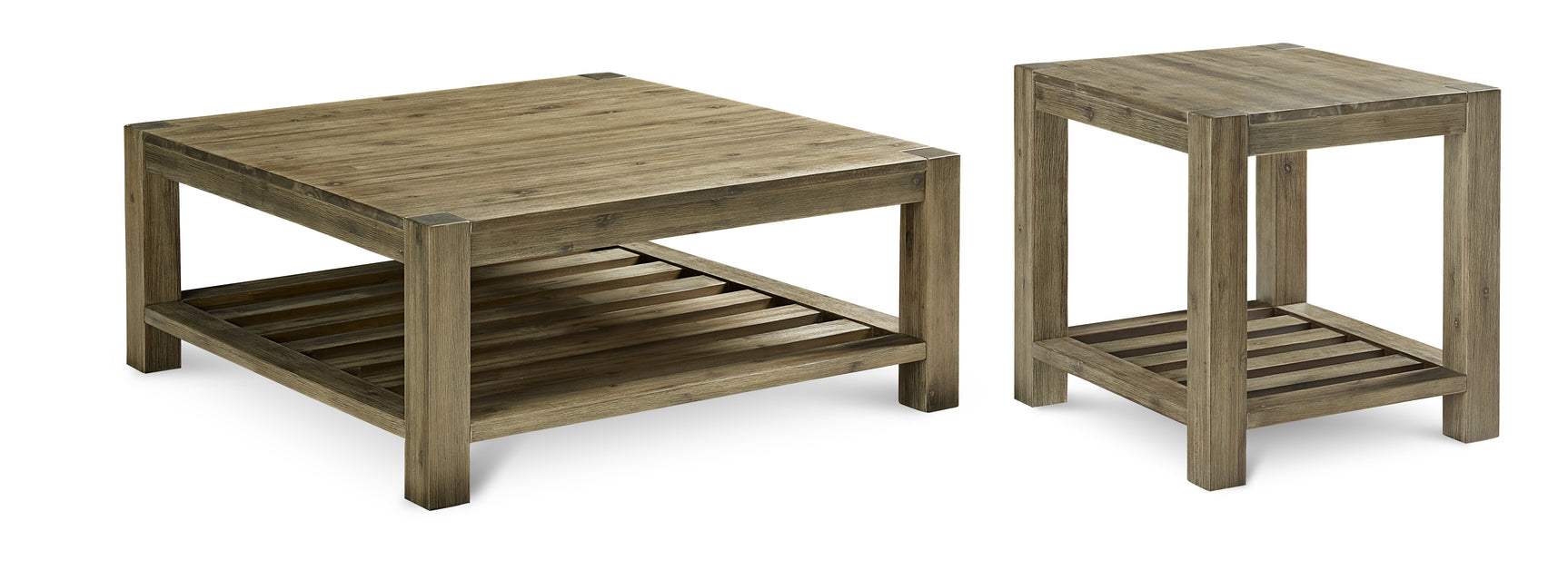 Canyon Solid Wood Rectangular End Table in Washed Grey - Ornate Home