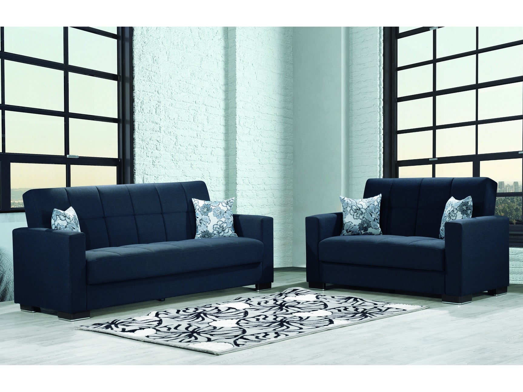 Capella Denim Dark Blue Loveseat Sofa Bed - Ornate Home