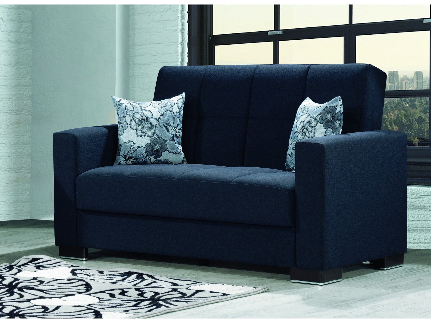 Capella Denim Dark Blue Loveseat Sofa Bed - Ornate Home