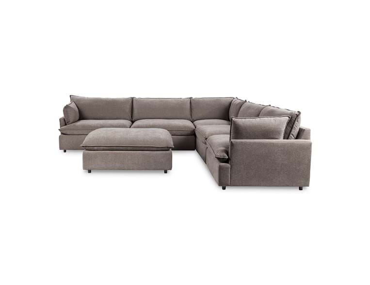 Caplan Charcoal 6 Piece Modular Sectional w/ Ottoman - Ornate Home
