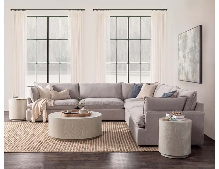 Caplan Gray Upholstered 5 Piece Modular Sectional - Ornate Home