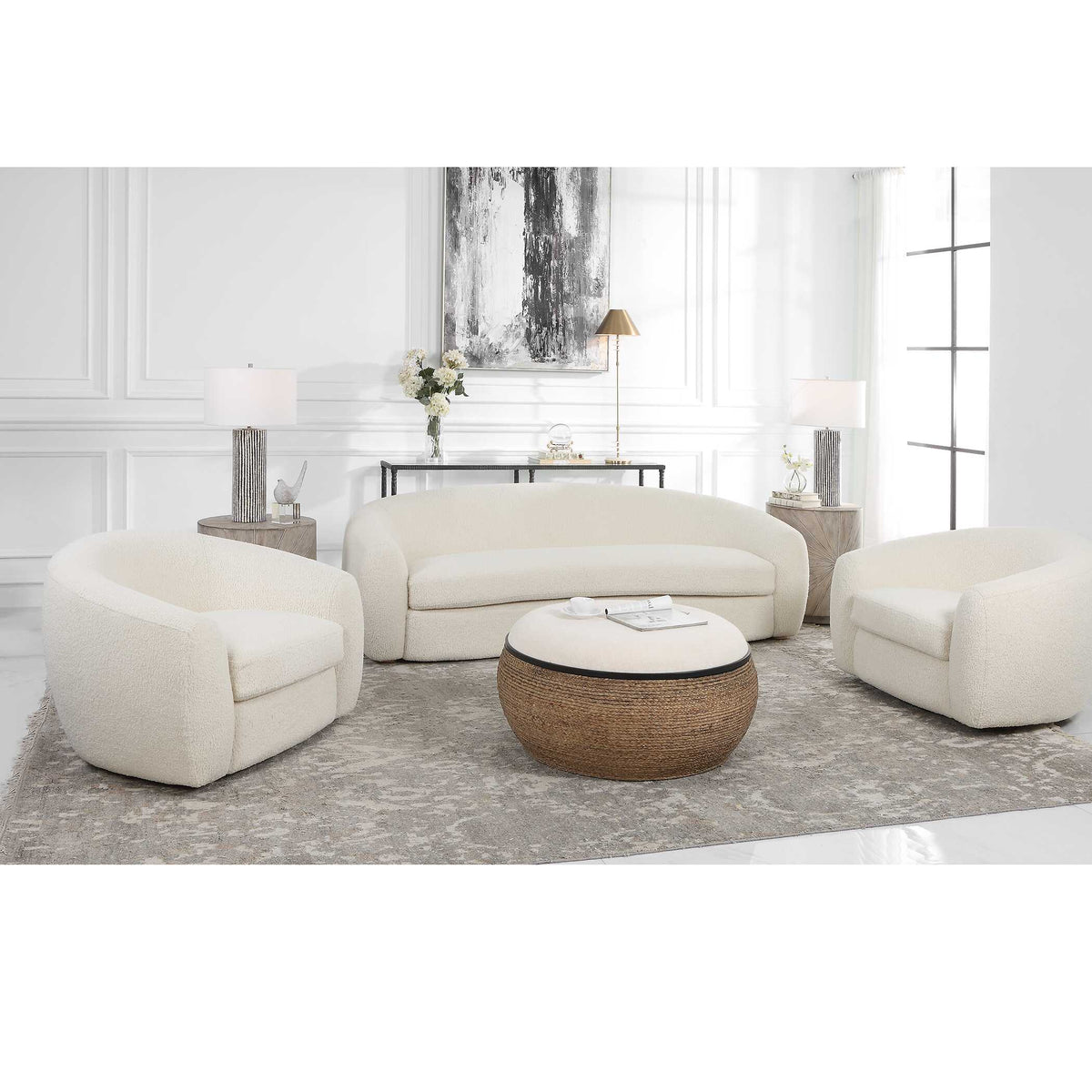 Capra White Art Deco Swivel Chair - Ornate Home