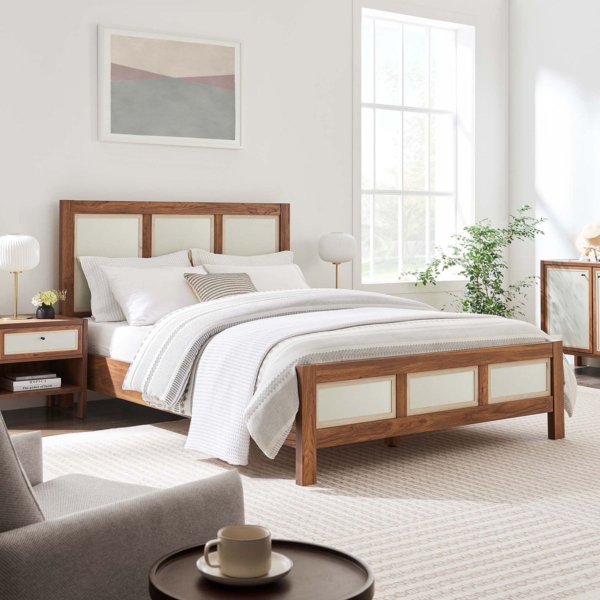 Capri Walnut Wood Grain Queen Platform Bed - Ornate Home
