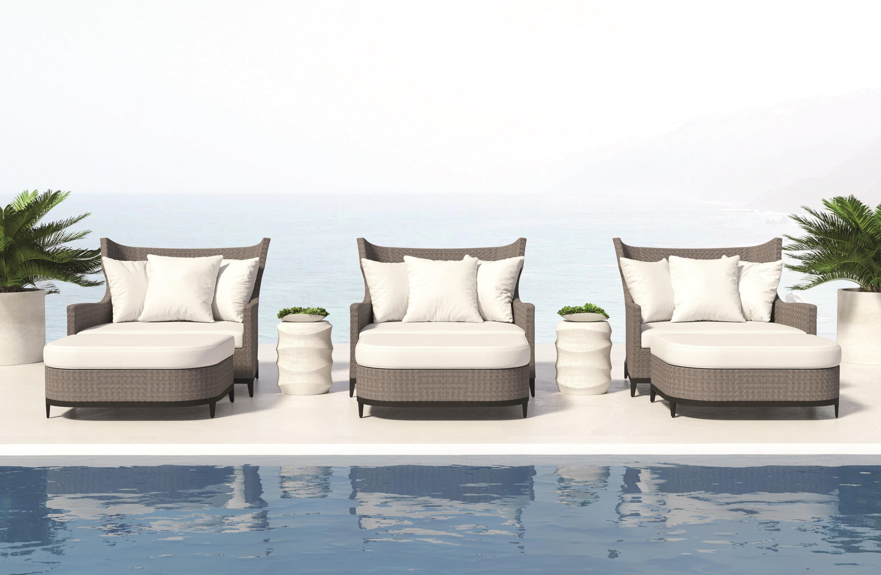 Captiva Pewter Grey/White/Cream Outdoor Chair 1/2 - Ornate Home