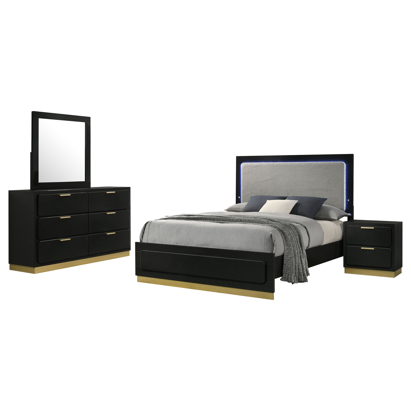 Caraway Black 4-piece Eastern King Bedroom Set - Ornate Home