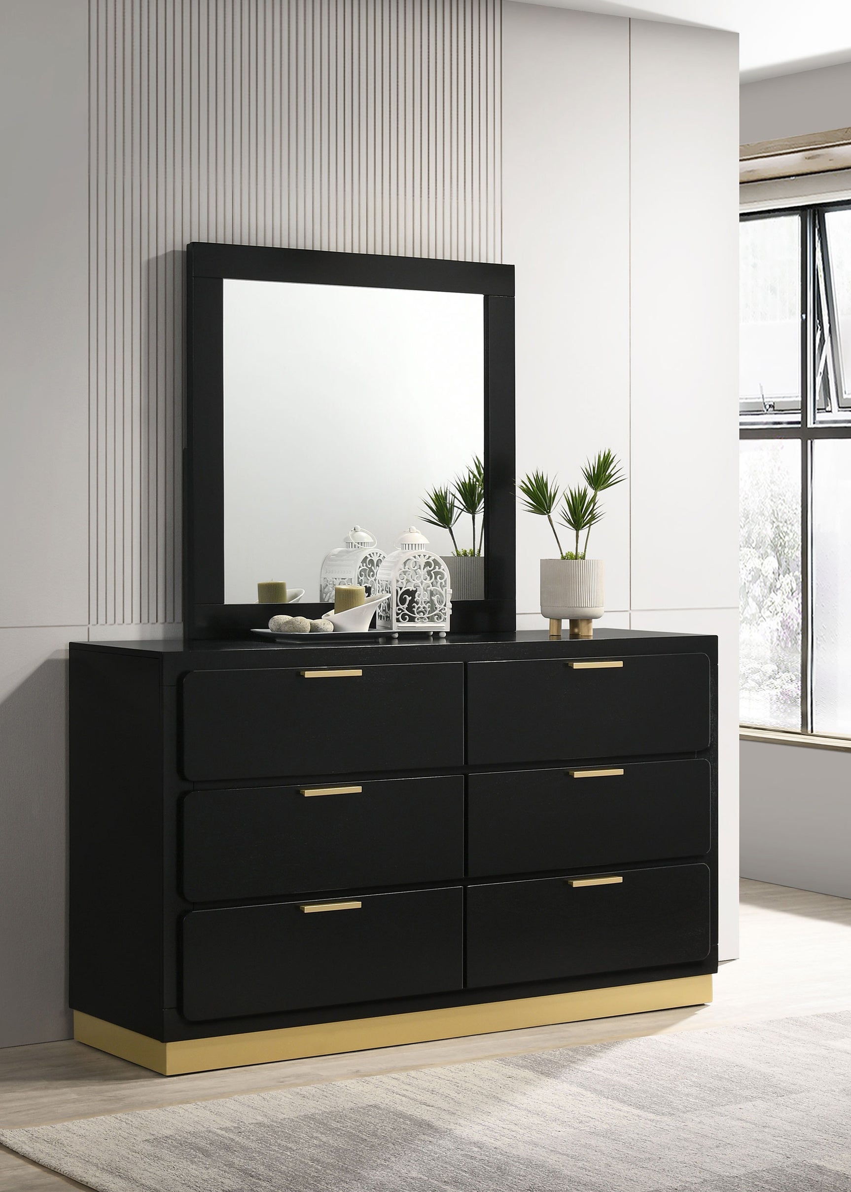 Caraway Black Dresser and Mirror - Ornate Home