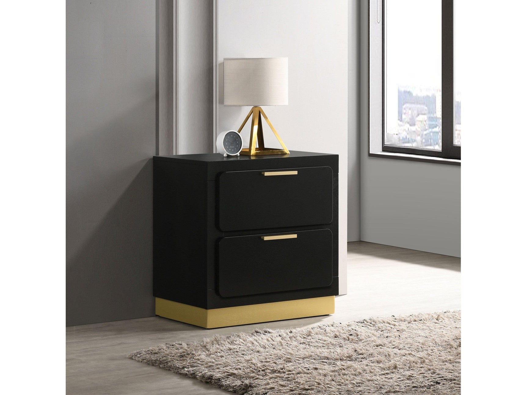 Caraway Black Nightstand - Ornate Home