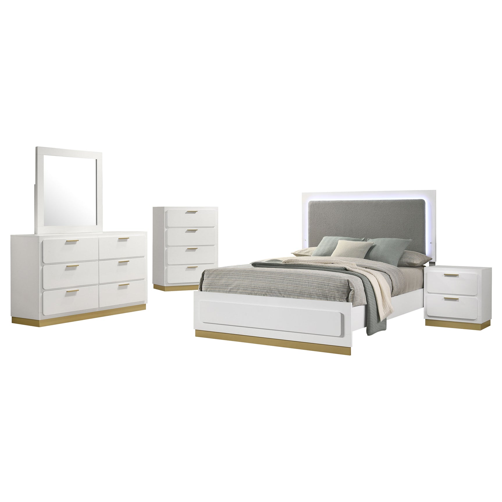 Caraway White 5-piece California King Bedroom Set - Ornate Home