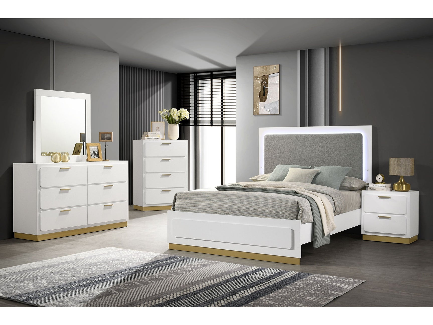 Caraway White 5-piece Eastern King Bedroom Set - Ornate Home