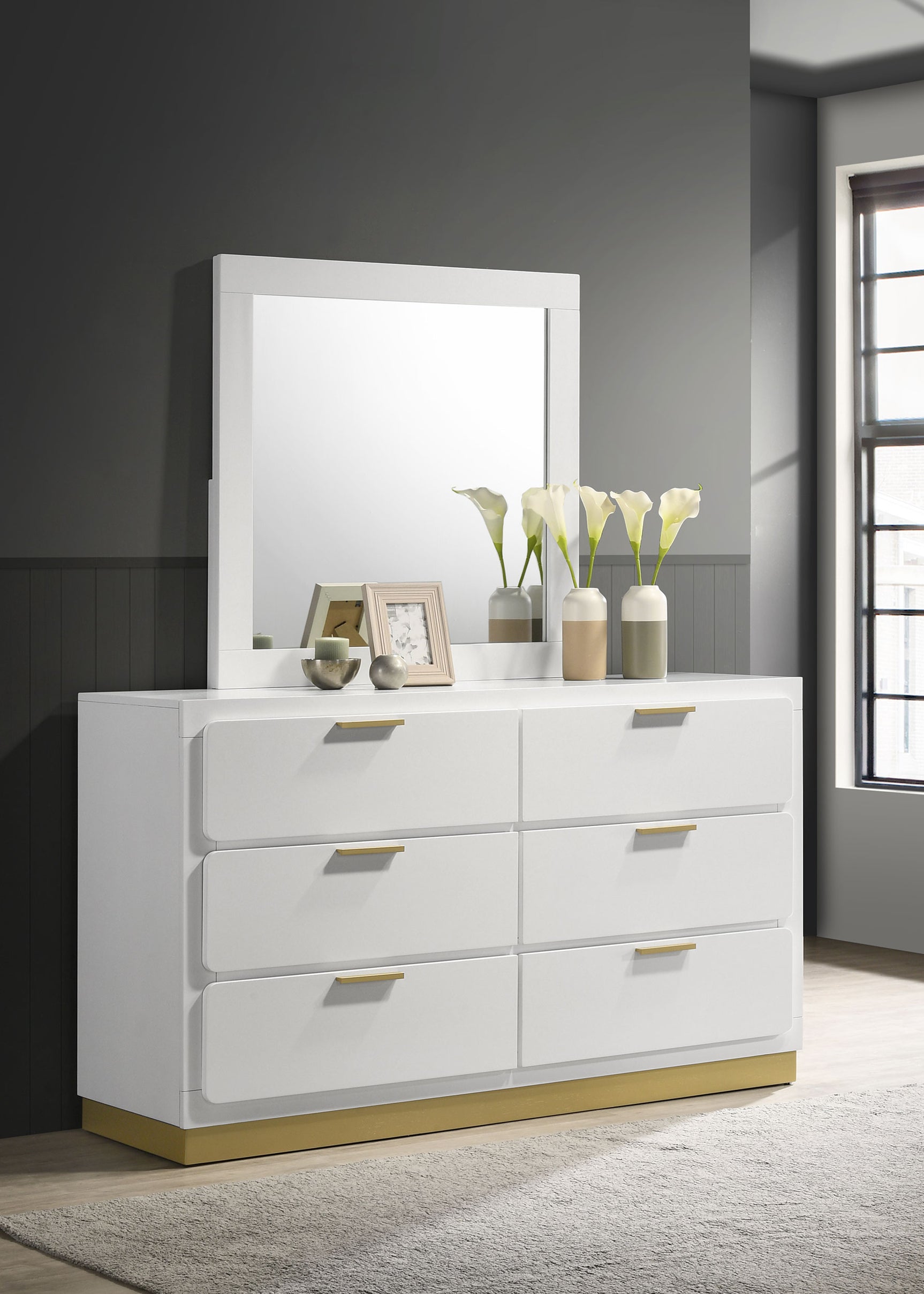 Caraway White Dresser and Mirror - Ornate Home