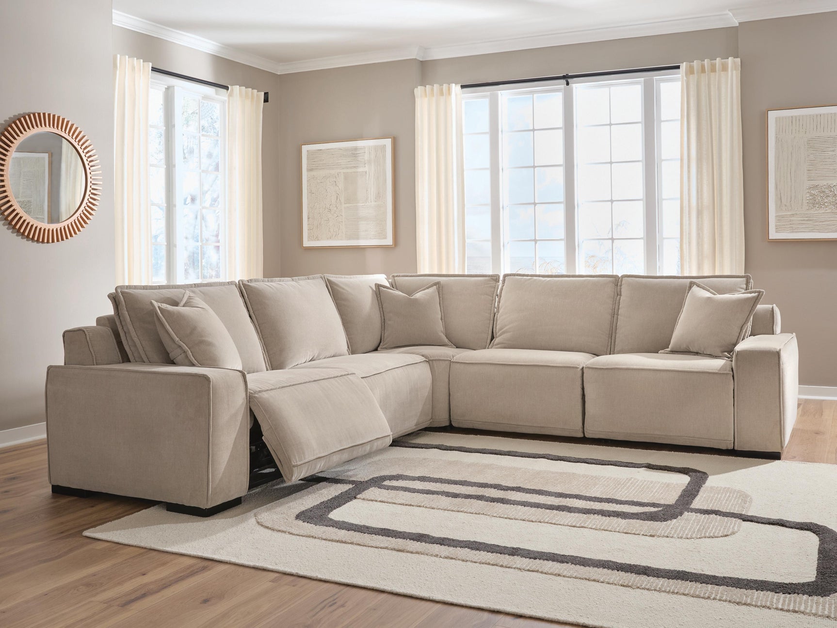 Carceri Cashmere 5-Piece Power Sectional Reclining Sofa - Ornate Home