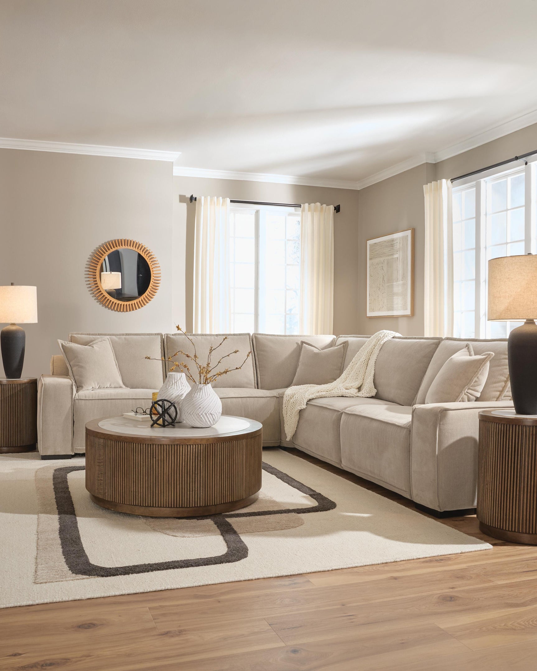 Carceri Cashmere 5-Piece Power Sectional Reclining Sofa - Ornate Home